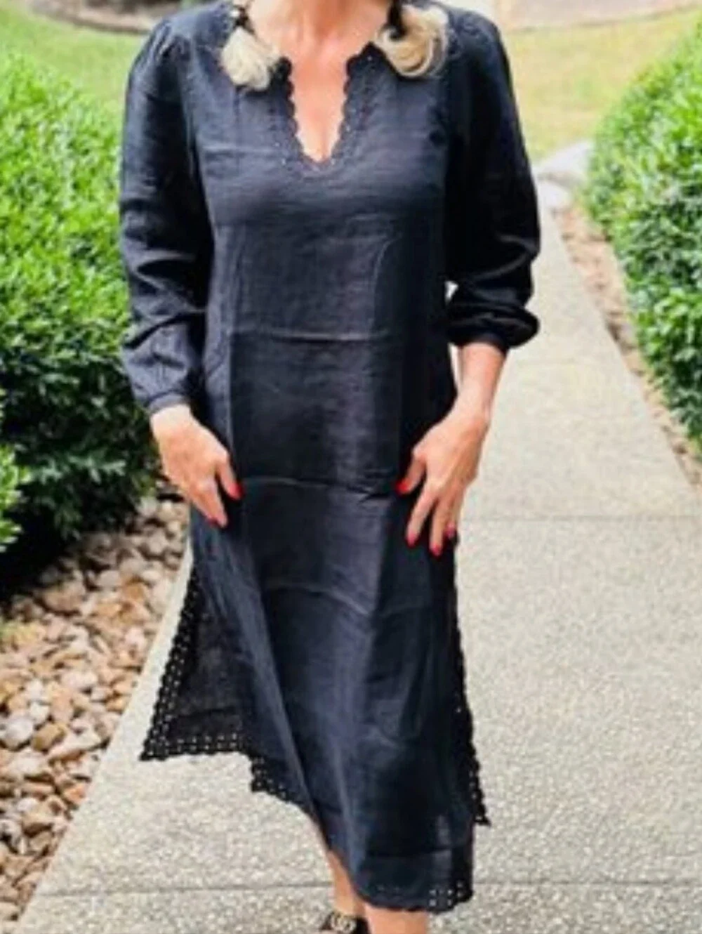 J. Crew Black Scalloped Eyelet Midi Dress